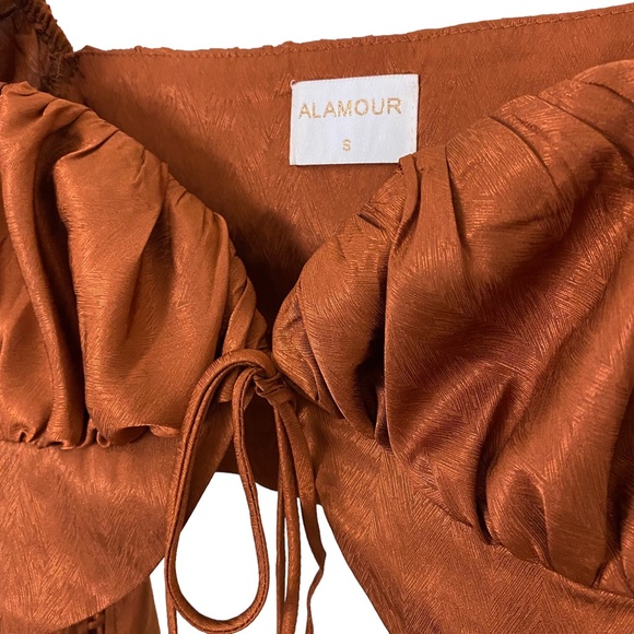 * Alamour The Label Crop Top with Juliet Sleeves Copper Size Small - Picture 8 of 14